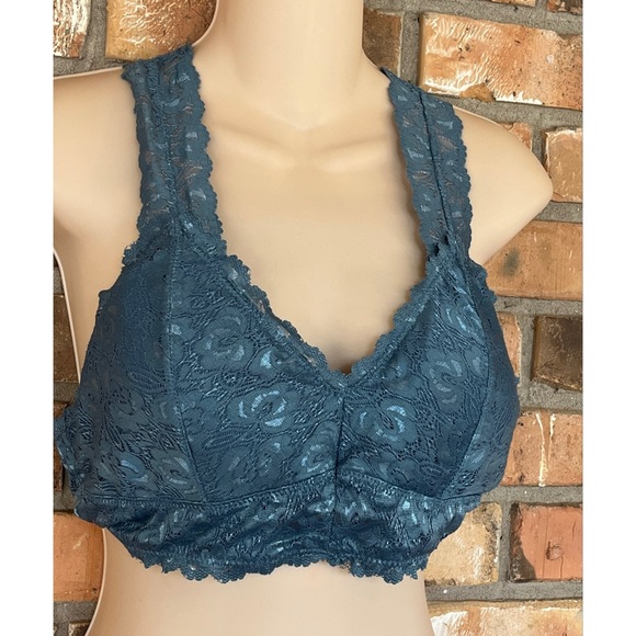 Zenana Outfitters Women’s Blue Racerback Lace Bralette Size Large - Picture 2 of 8